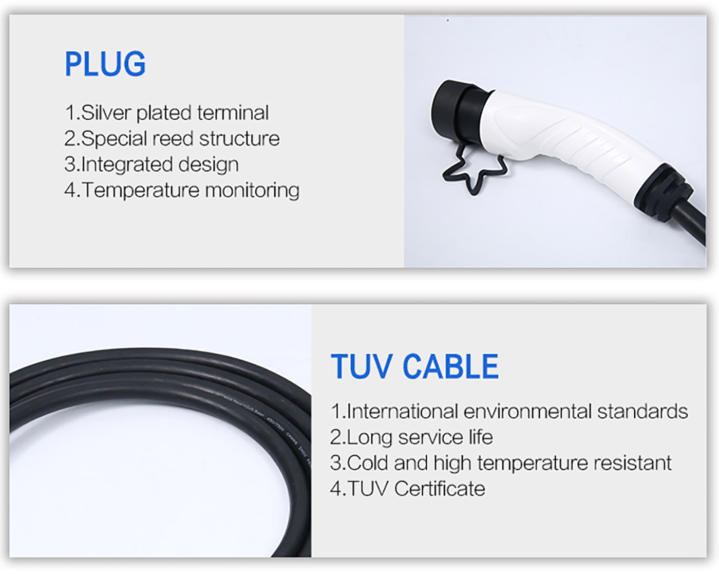 Однофазный зарядный кабель переменного тока для электромобилей от типов 2 до типа 2 EN 32A
